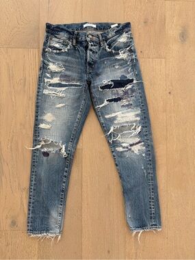 Moussy Distressed Blue Boyfriend Jeans sz 27